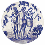 Ancient Vineyard Portal Scene Blue Ink Round Wall Murals