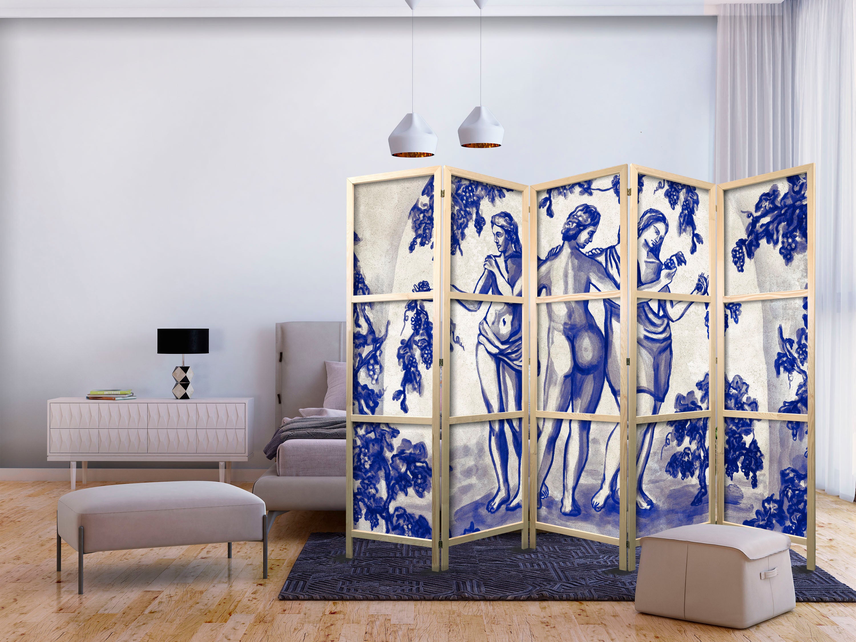 Japanese Room Divider 5-Panel The Three Graces: Women Among Vineyards