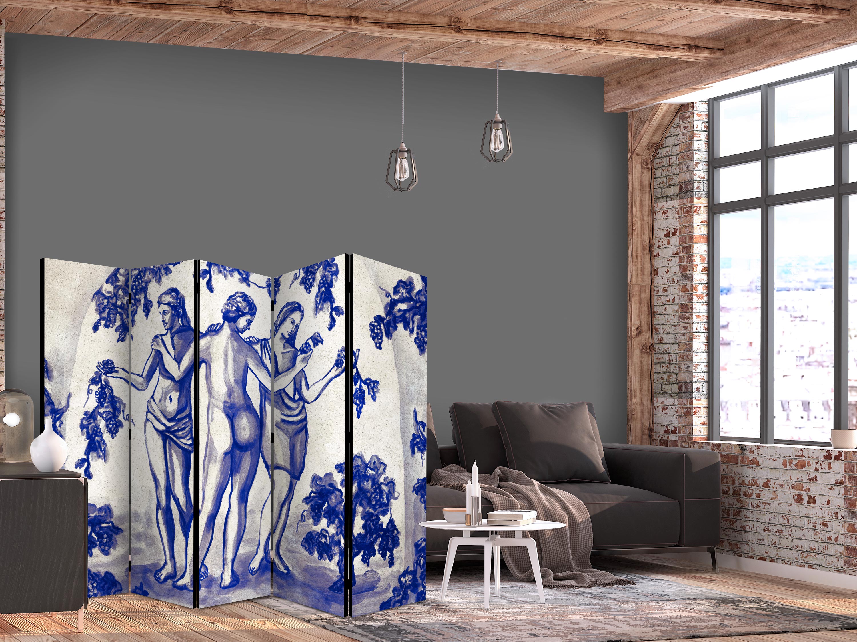 Room Divider - Three Graces - Women Among Grapevines Inspired by Ancient Painting