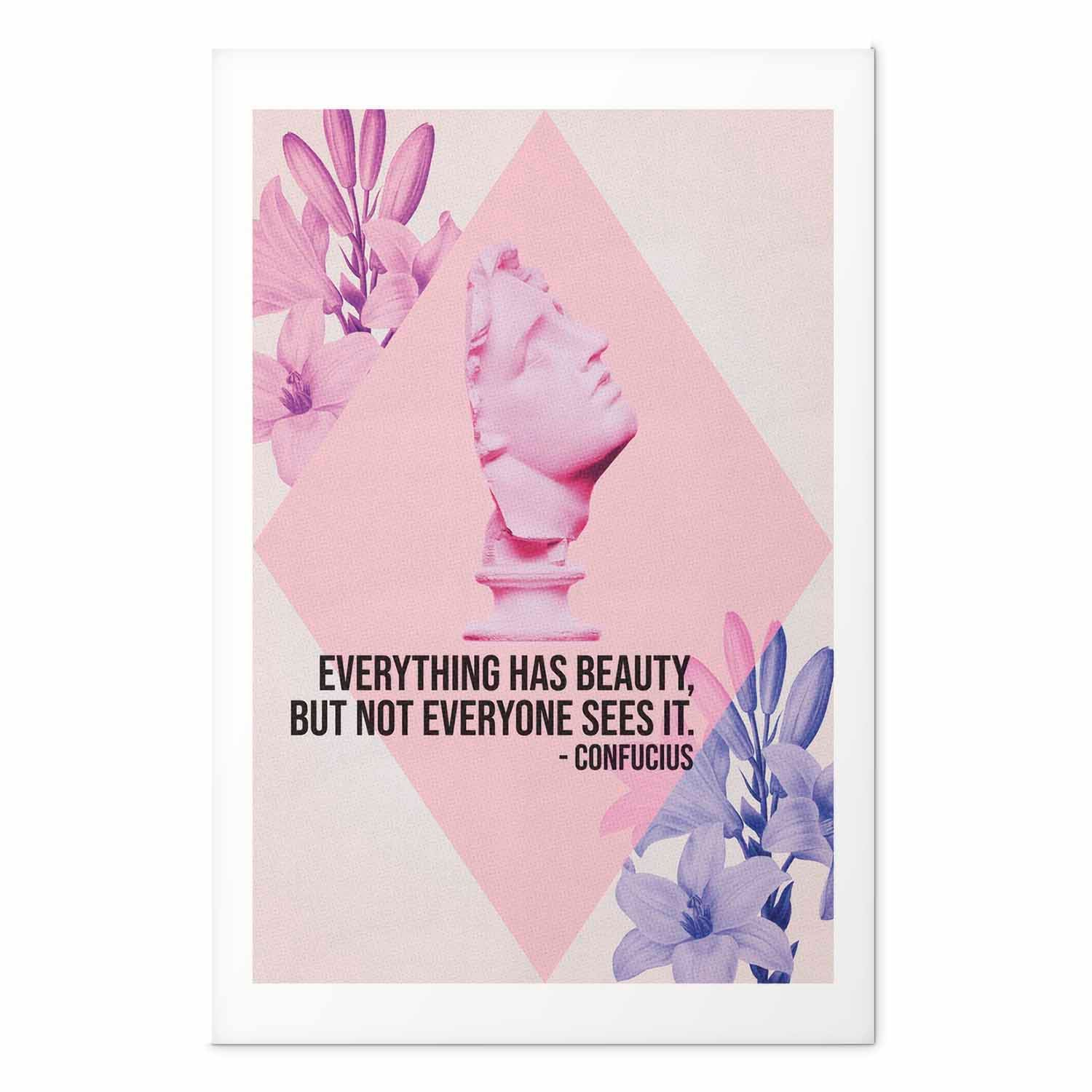 Confucius Bust Pink Floral Quote Poster