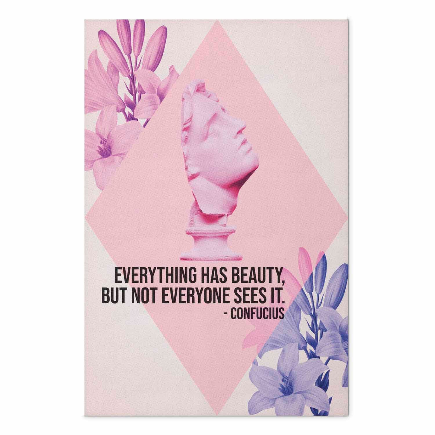 Confucius Bust Pink Floral Quote Poster
