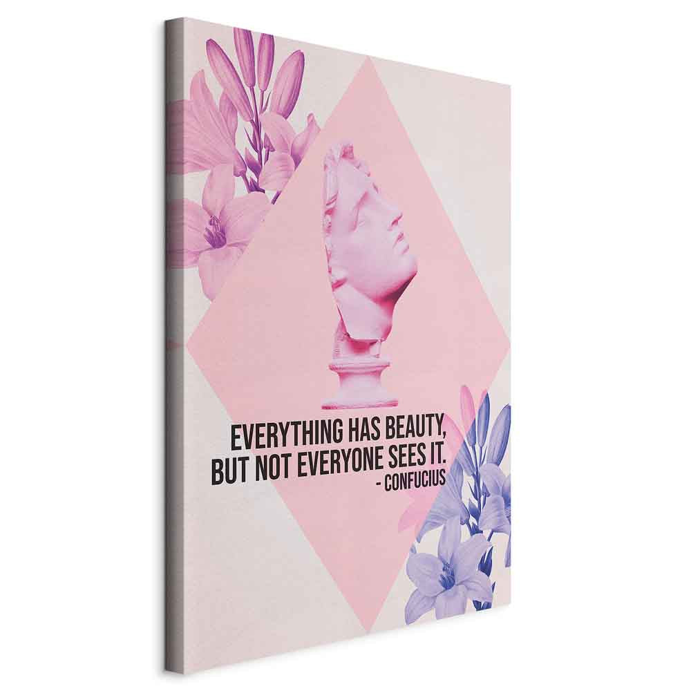 Canvas Print: Beauty in the Eyes - Pink Bust & Flowers