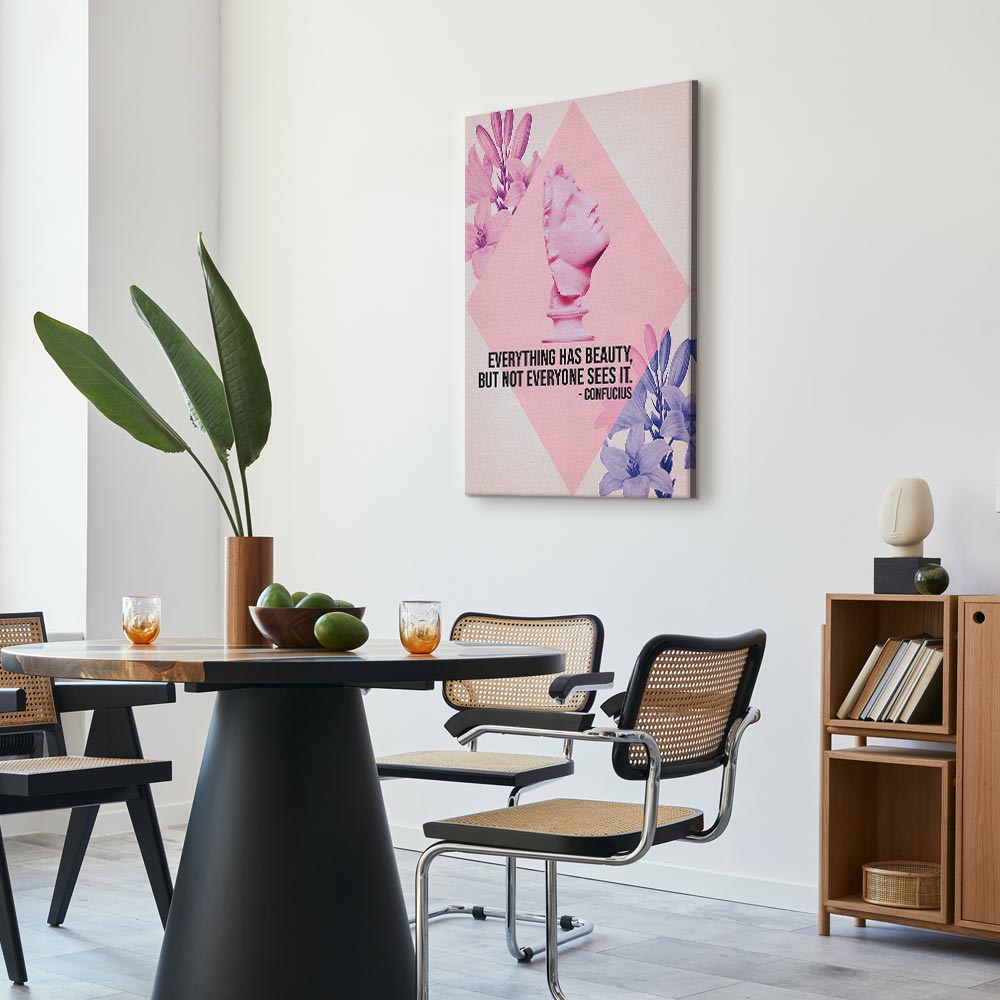 Canvas Print: Beauty in the Eyes - Pink Bust & Flowers