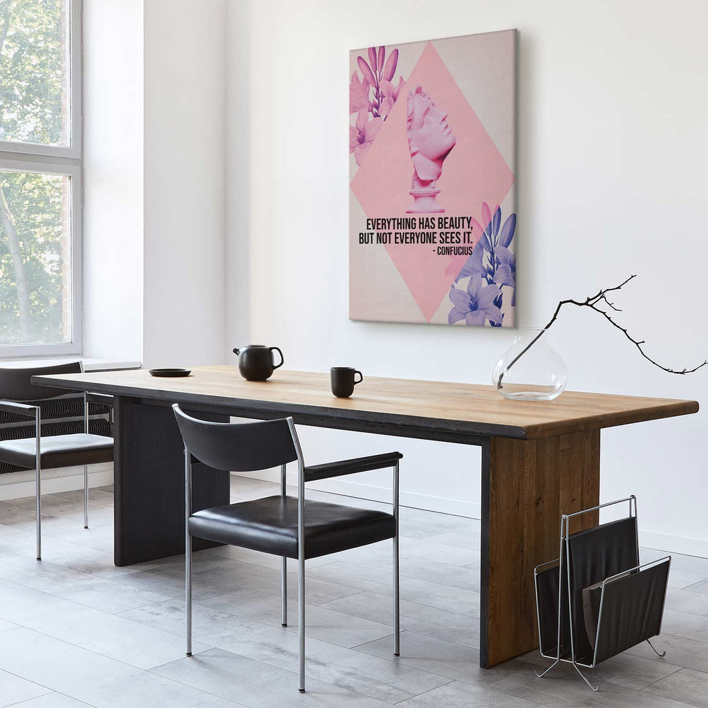 Pink Bust Floral Quote Contemporary Canvas Print