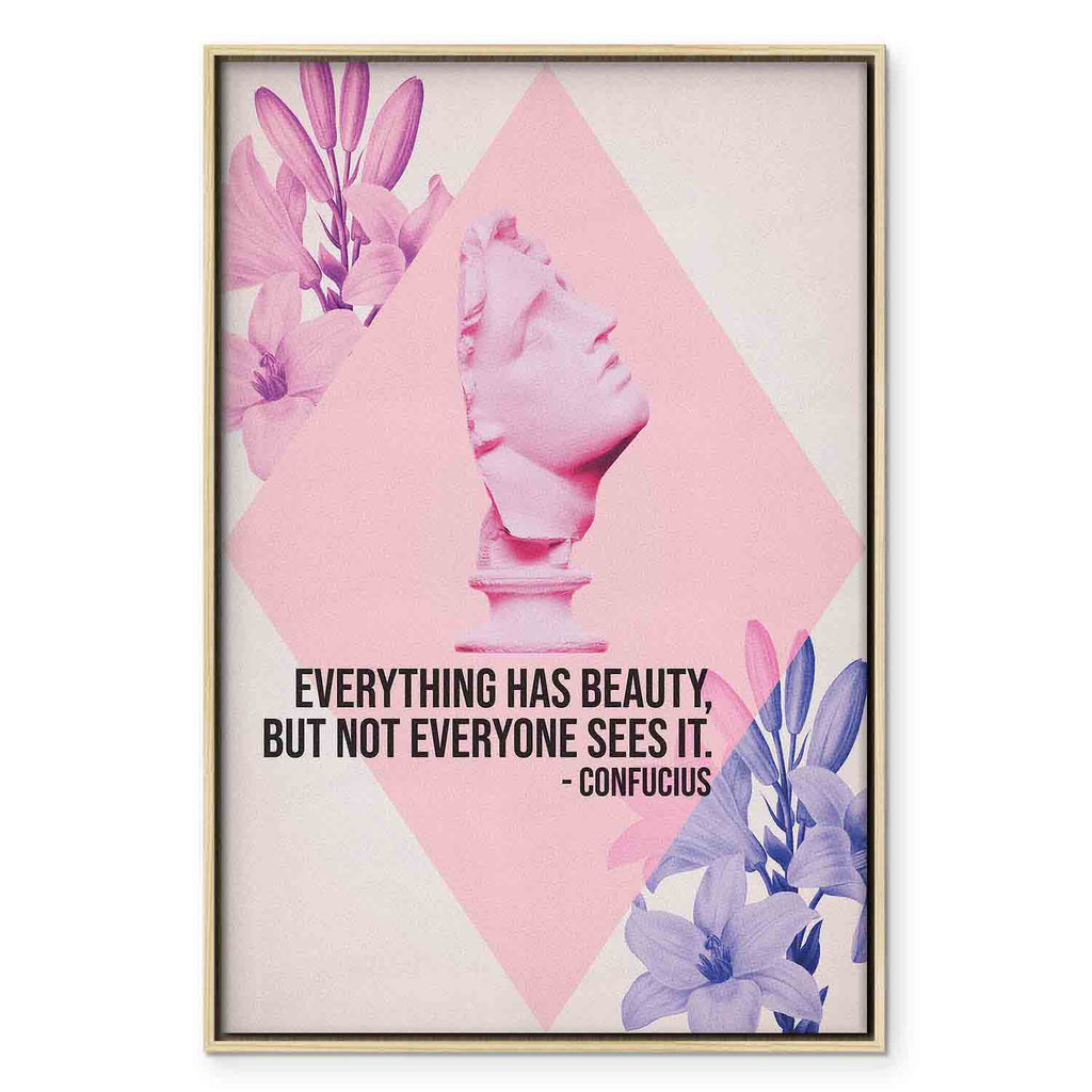 Pink Bust Floral Quote Contemporary Canvas Print