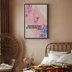 Canvas Print: Beauty in the Eyes - Pink Bust & Flowers