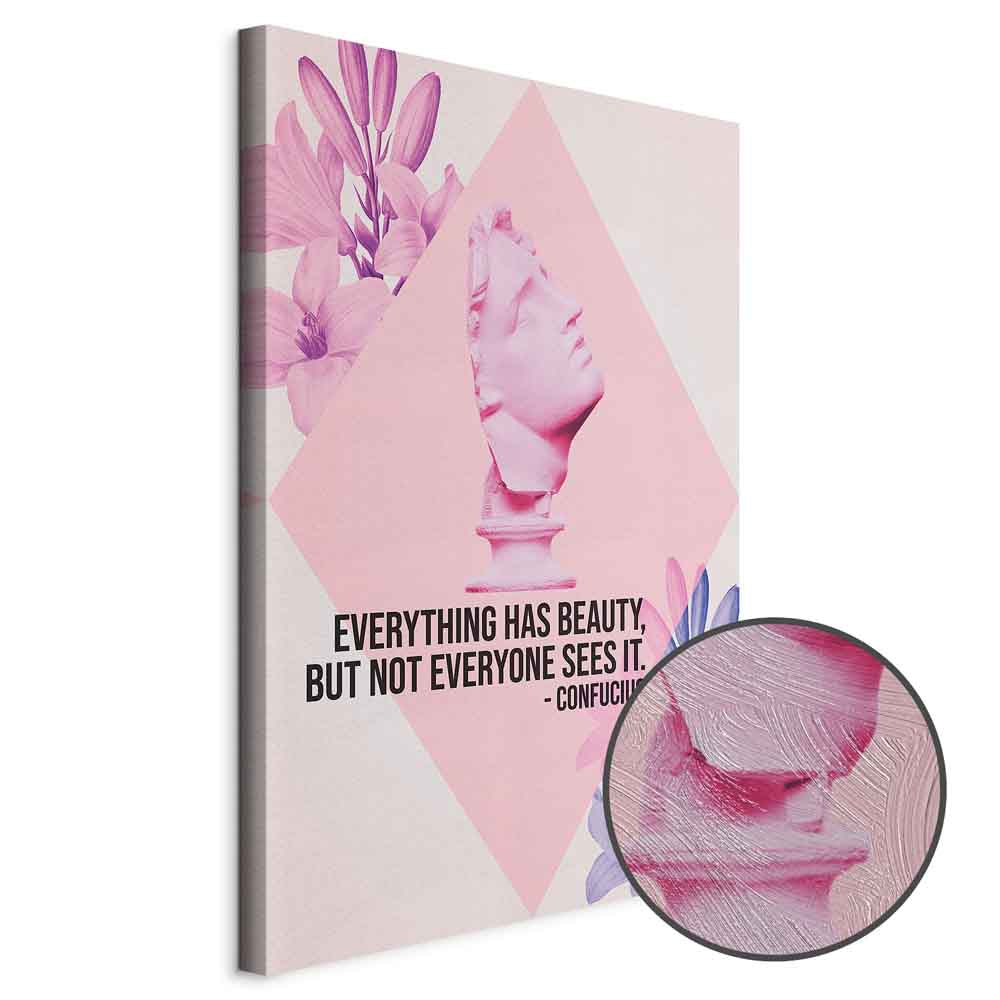 Pink Bust Floral Quote Contemporary Canvas Print