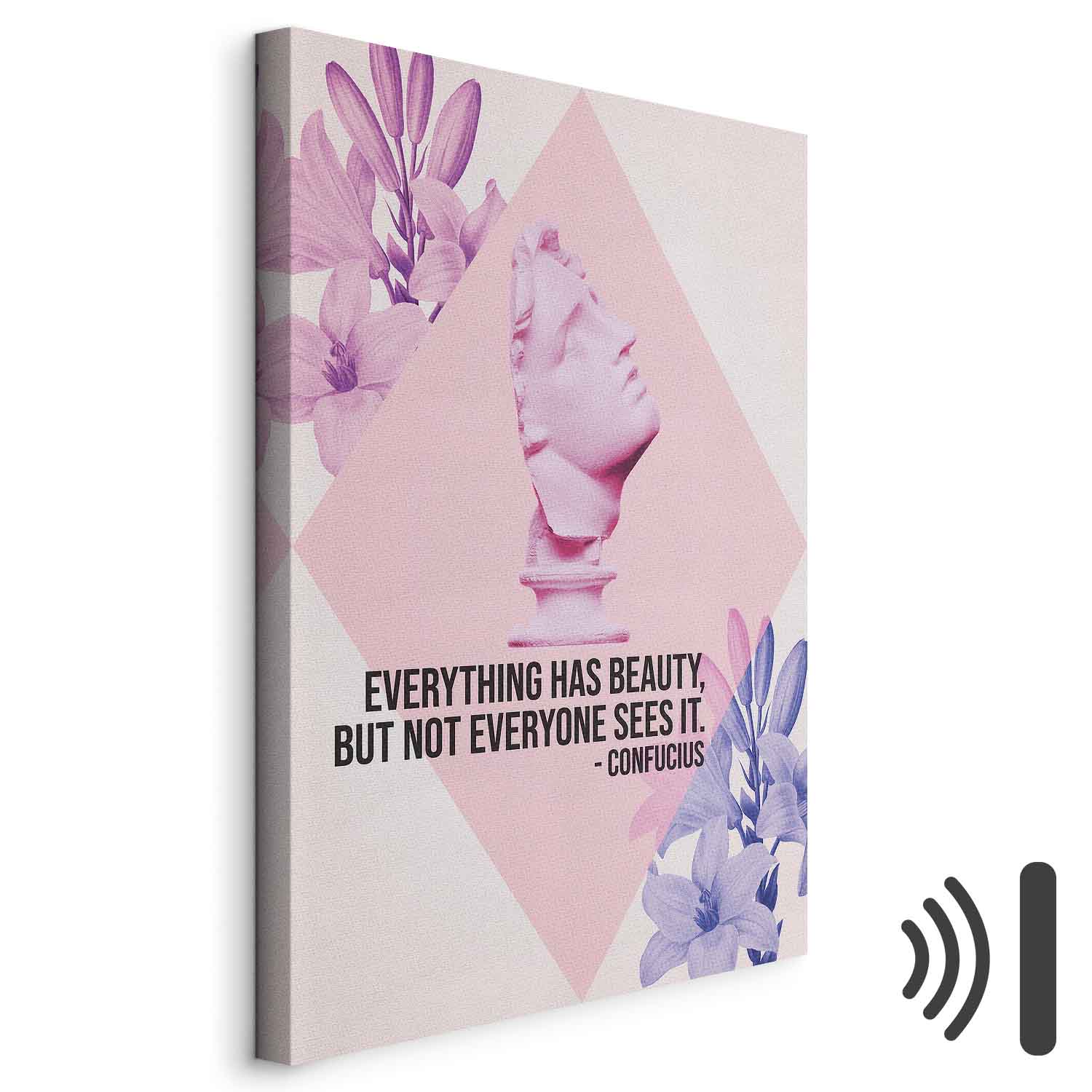 Pink Bust Floral Quote Contemporary Canvas Print