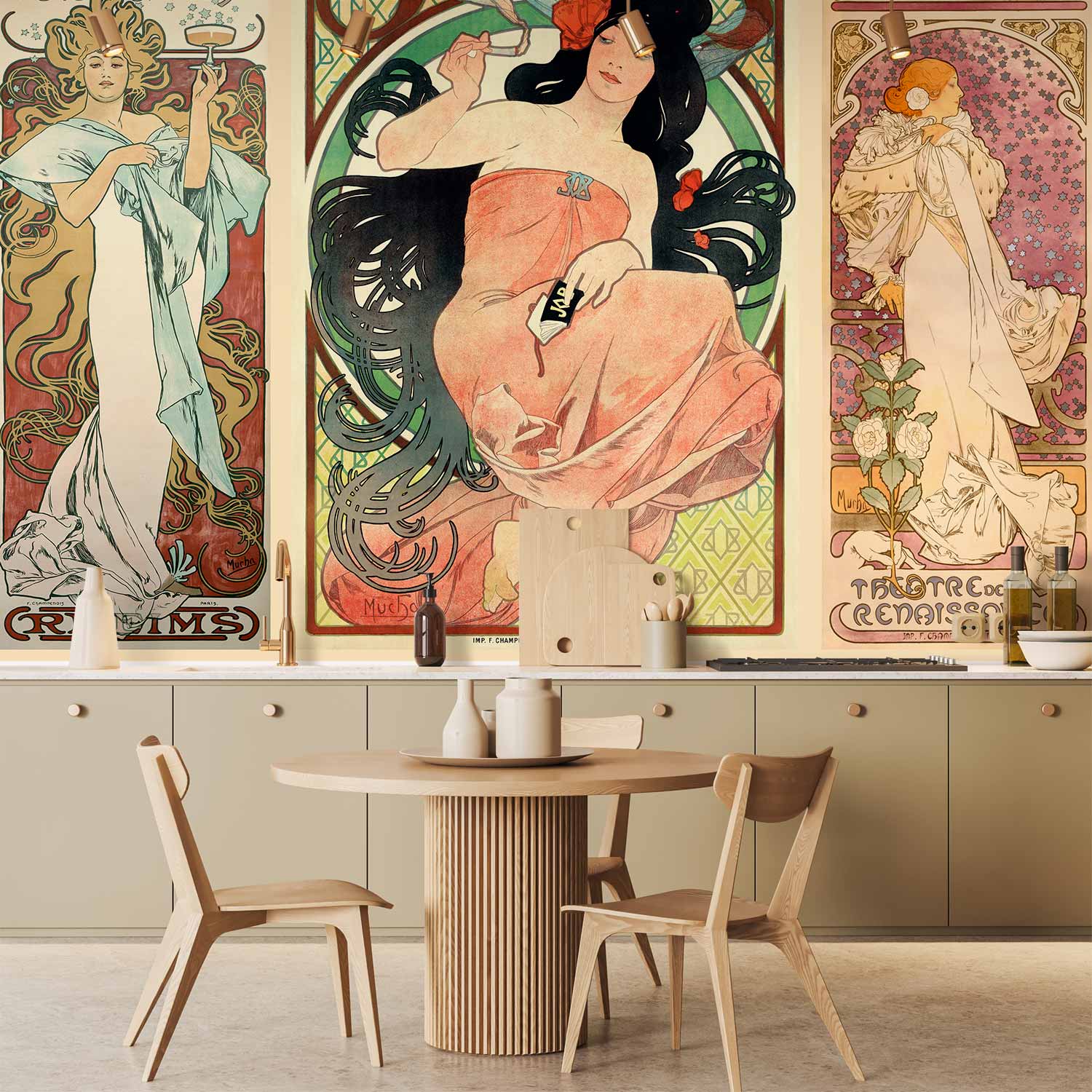 Art Nouveau Women's Portrait Retro Wall Mural