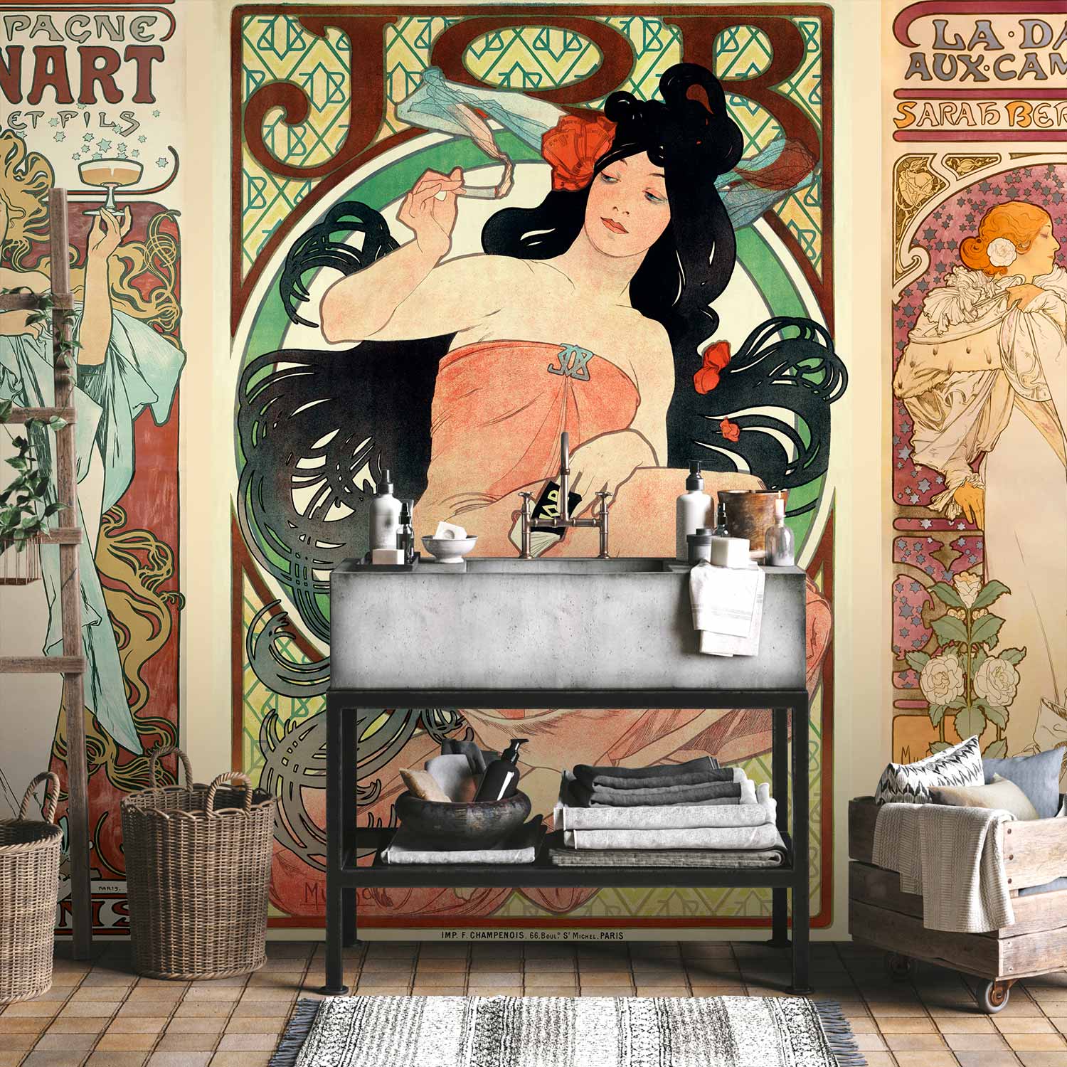 Art Nouveau Women's Portrait Retro Wall Mural