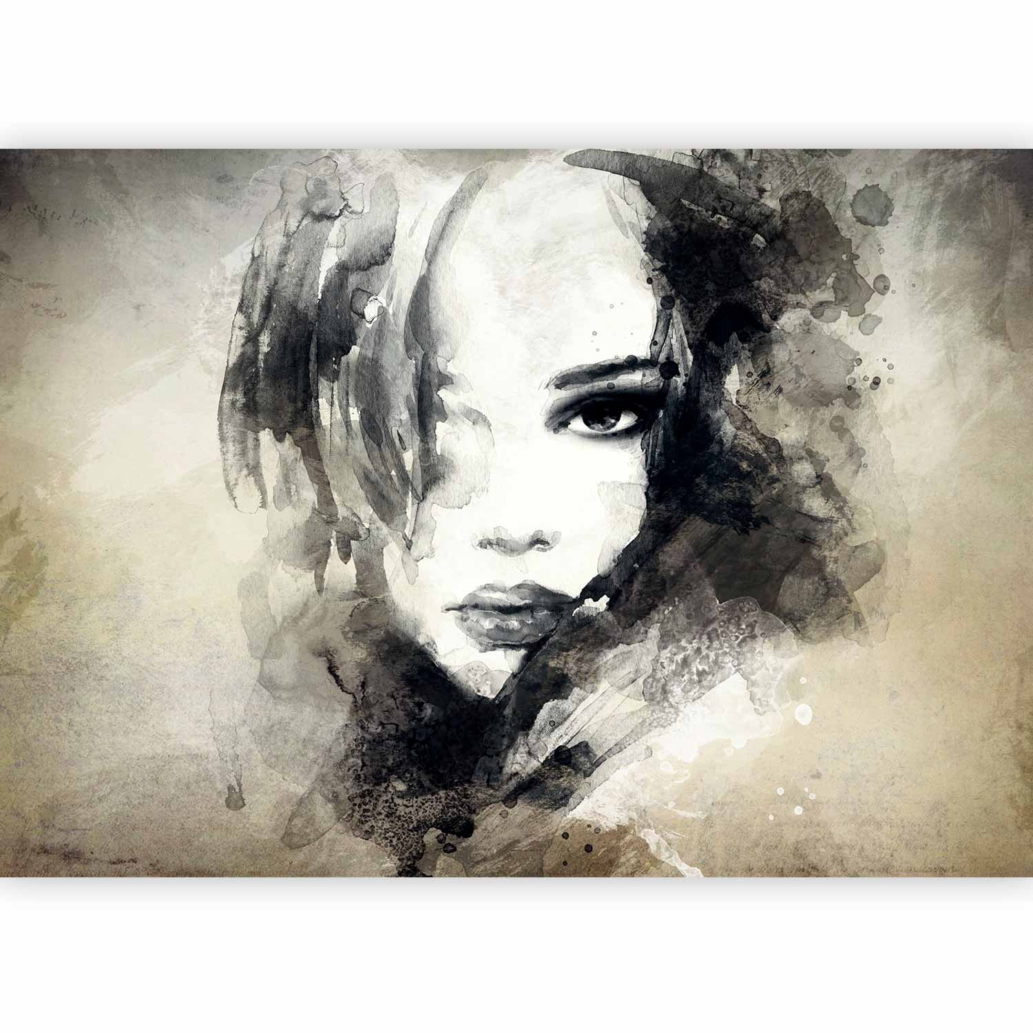 Mysterious Watercolour Girl Portrait Wall Mural