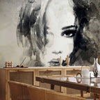 Mysterious Watercolour Girl Portrait Wall Mural