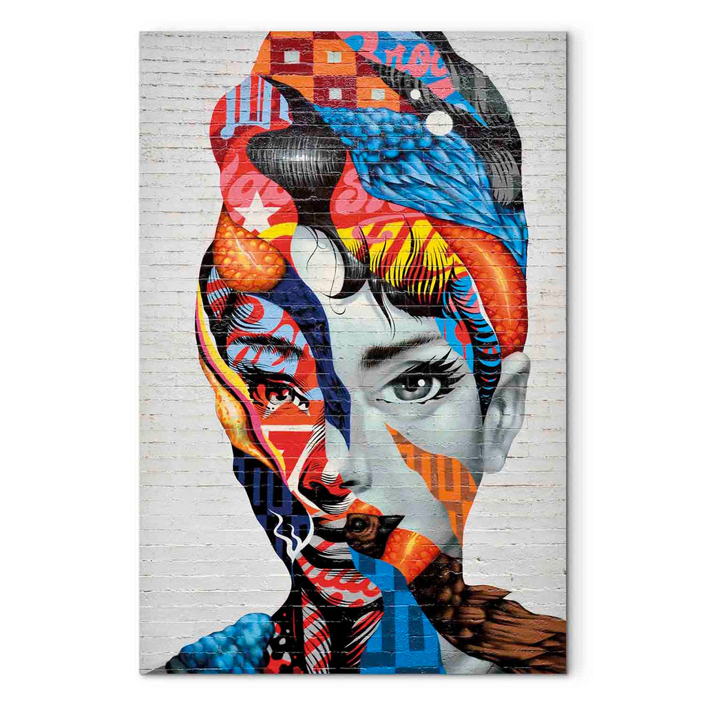 Colorful Graffiti Woman Silhouette Canvas Print