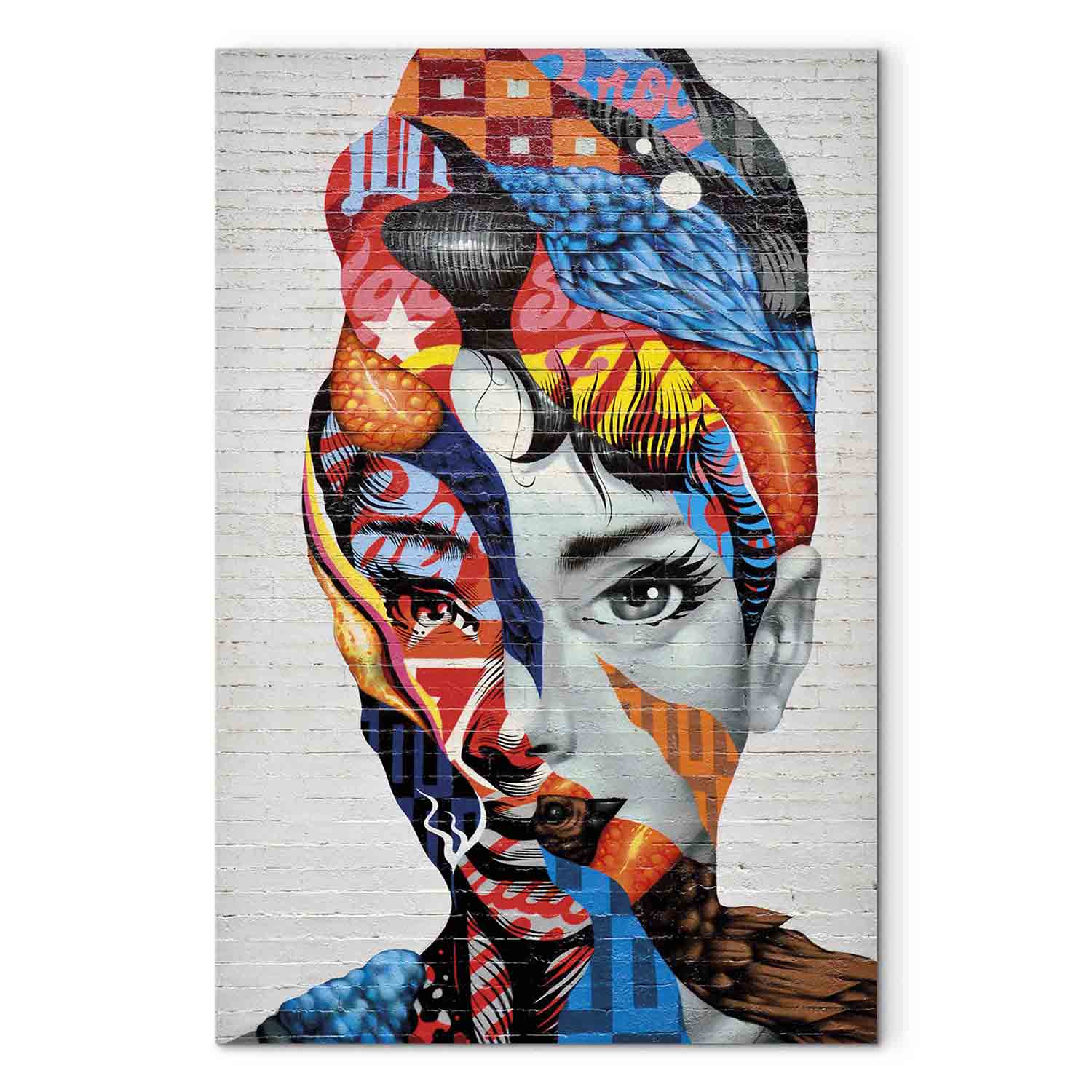 Colorful Graffiti Woman Silhouette Canvas Print