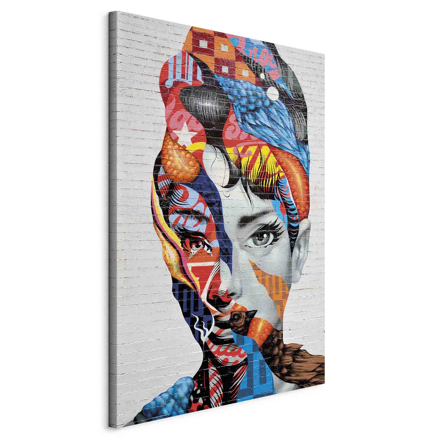 Colorful Graffiti Woman Silhouette Canvas Print