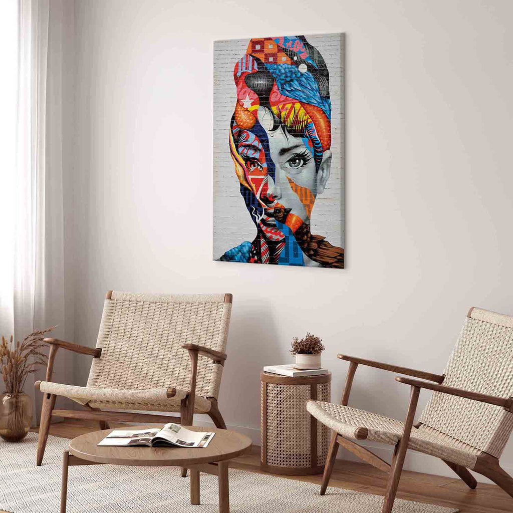 Colorful Graffiti Woman Silhouette Canvas Print