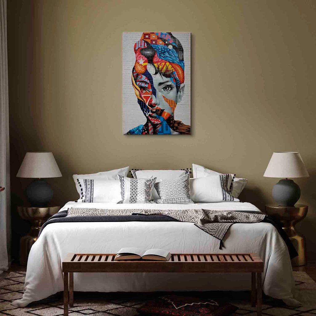 Colorful Graffiti Woman Silhouette Canvas Print