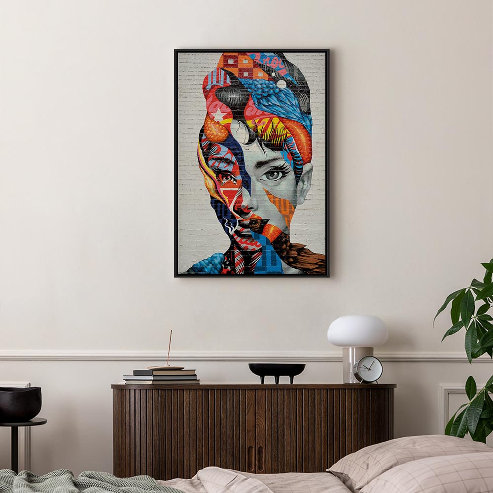 Colorful Graffiti Woman Silhouette Canvas Print