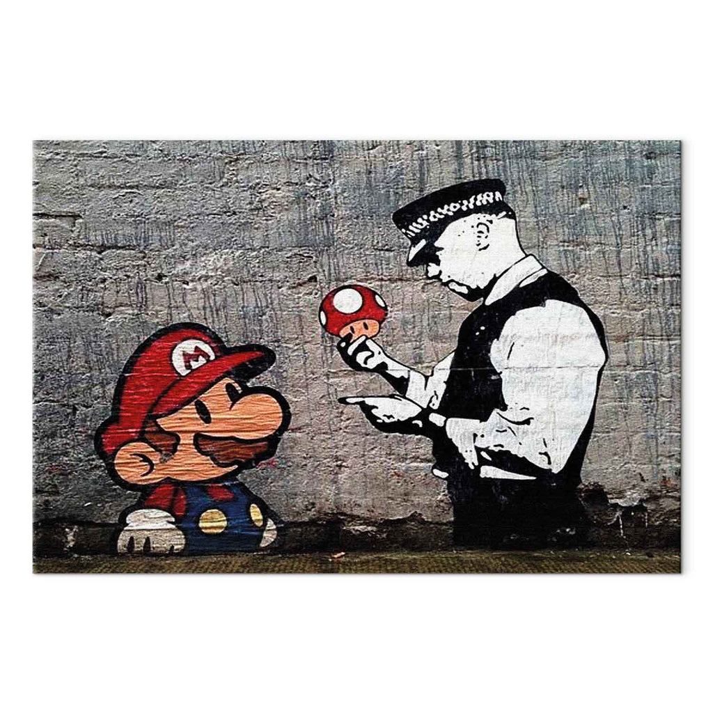 Mario and Policeman Graffiti Canvas Print