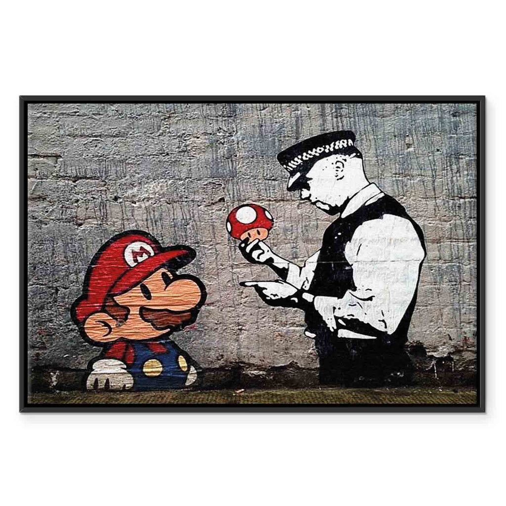 Mario and Policeman Graffiti Canvas Print