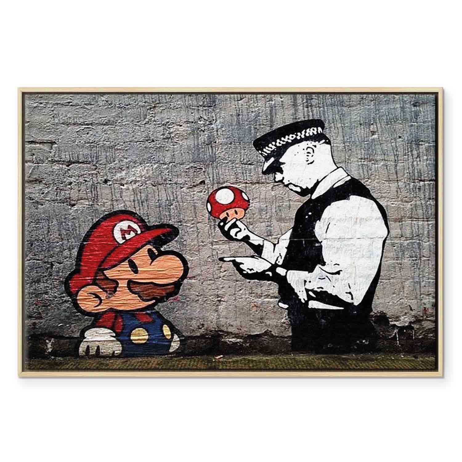 Mario and Policeman Graffiti Canvas Print