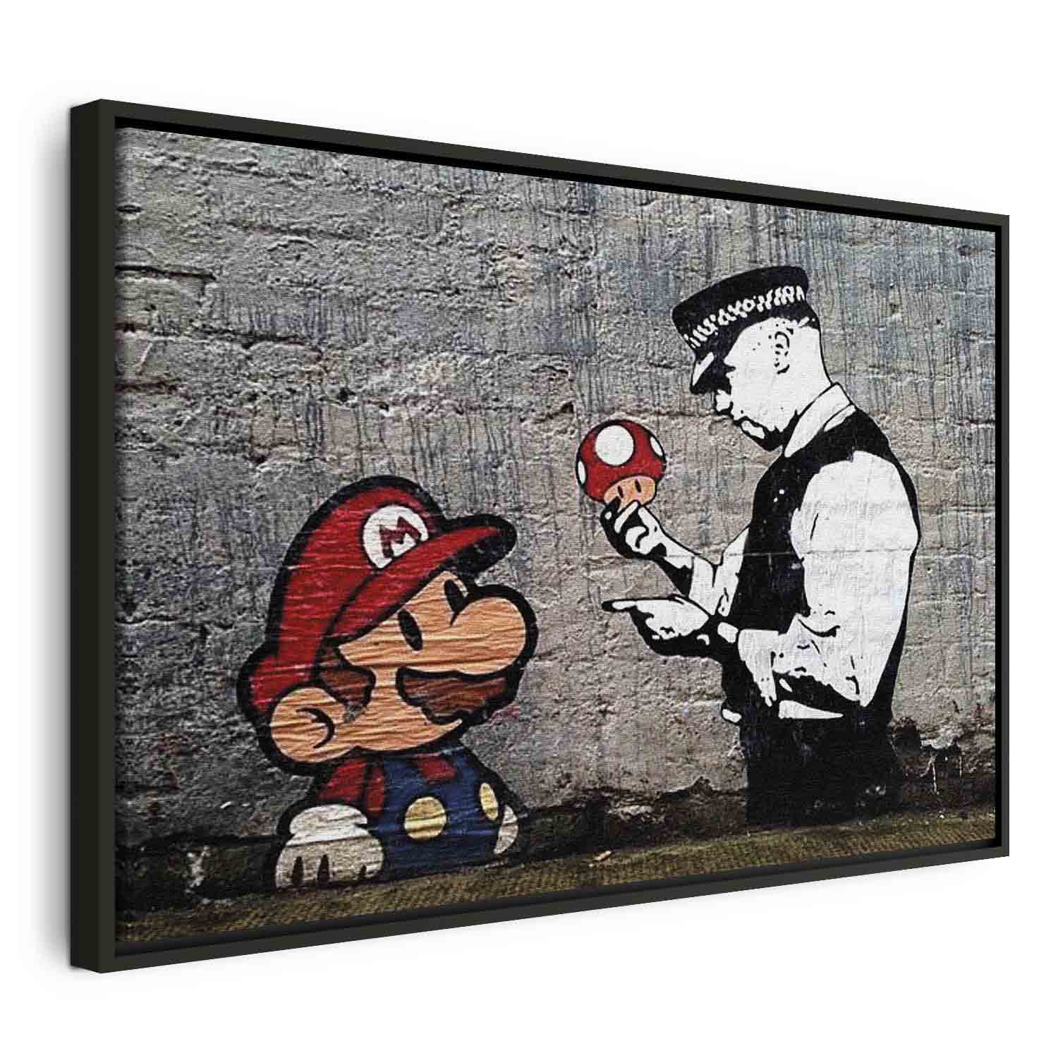 Mario and Policeman Graffiti Canvas Print