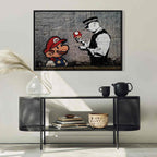 Mario and Policeman Graffiti Canvas Print