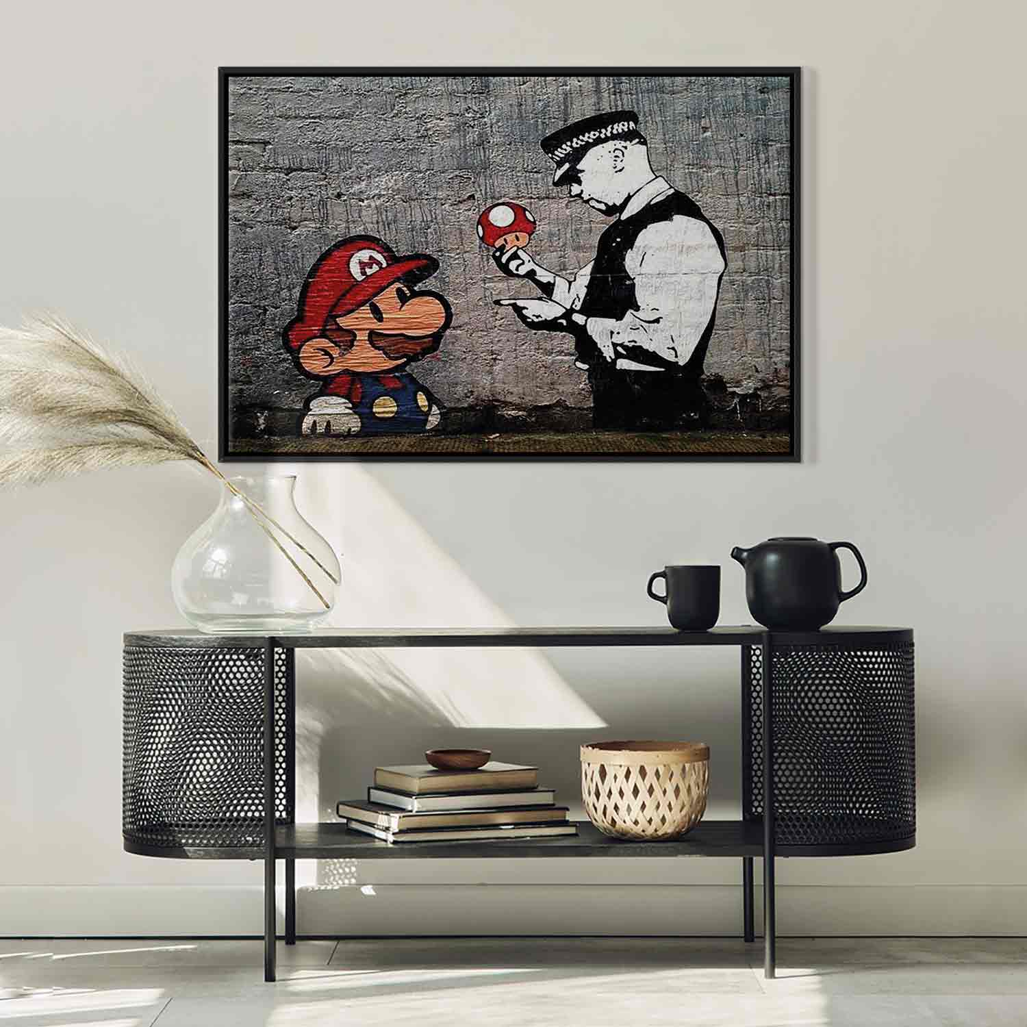Mario and Policeman Graffiti Canvas Print