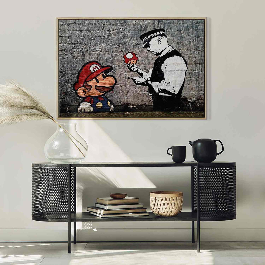 Mario and Policeman Graffiti Canvas Print