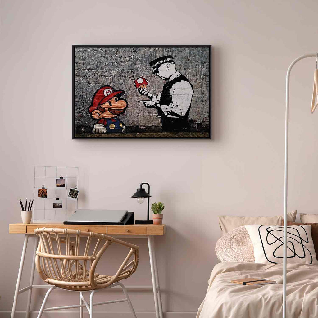 Mario and Policeman Graffiti Canvas Print