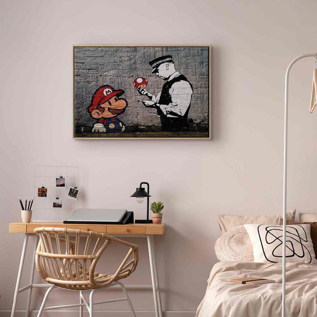 Mario and Policeman Graffiti Canvas Print