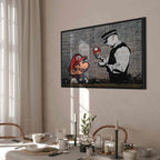 Mario and Policeman Graffiti Canvas Print