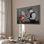 Mario and Policeman Graffiti Canvas Print
