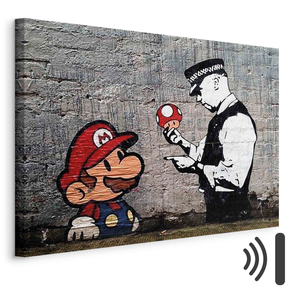Mario and Policeman Graffiti Canvas Print