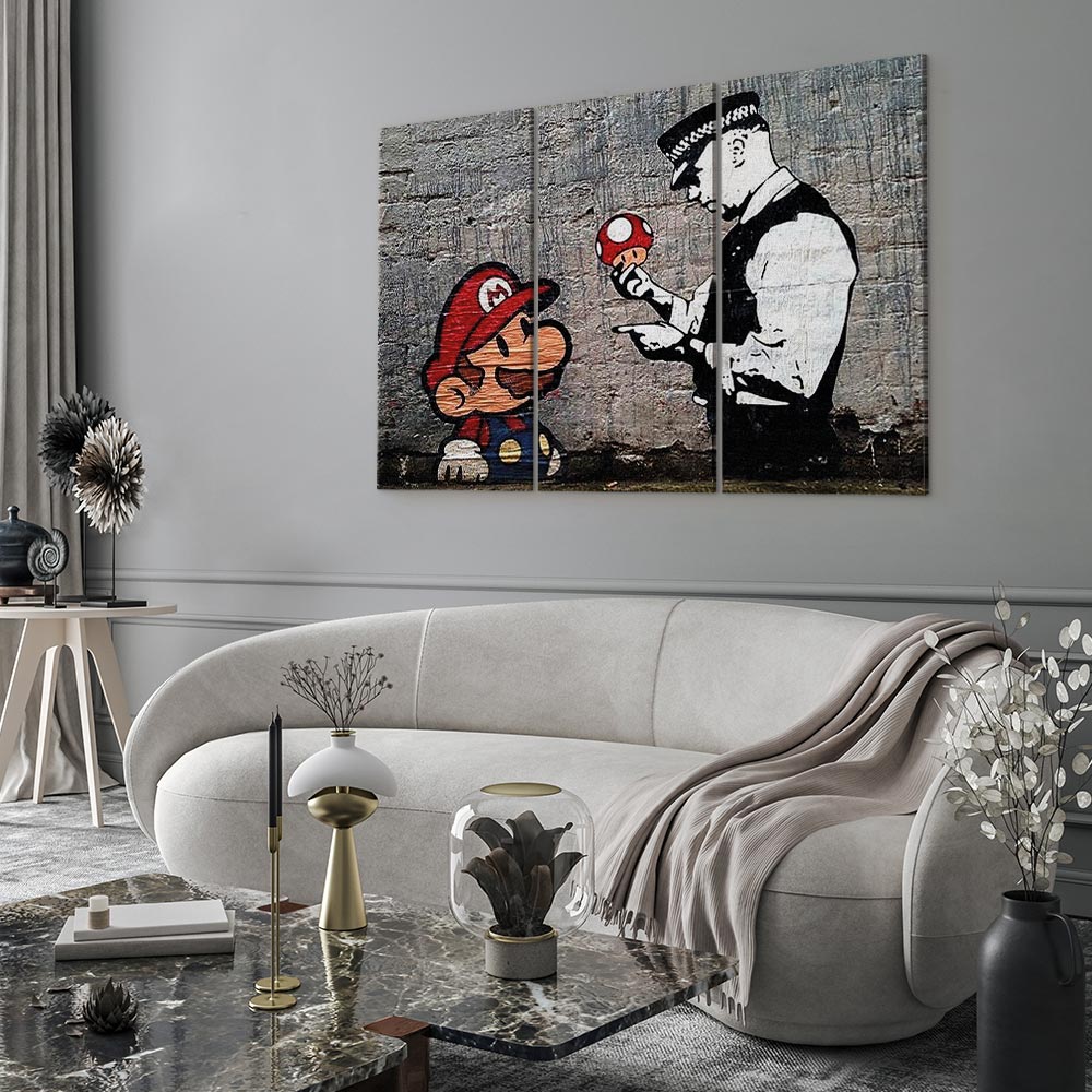 Banksy Super Mario Mushroom Cop Graffiti Canvas Print