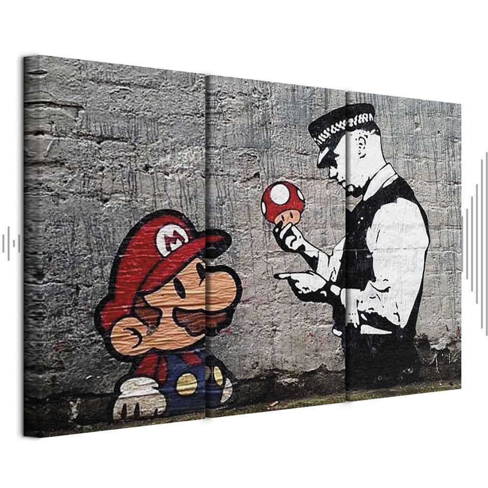 Banksy Super Mario Mushroom Cop Graffiti Canvas Print