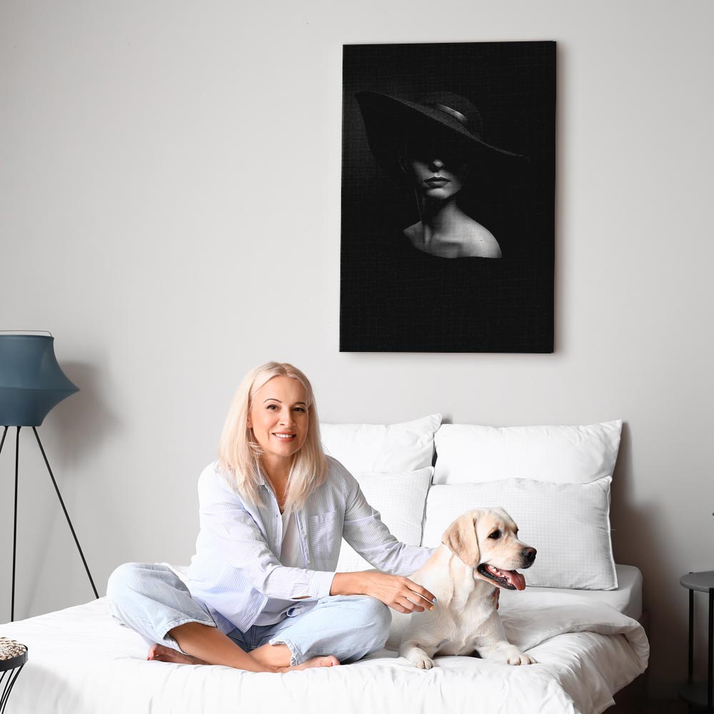 Mysterious Woman Portrait Vertical Canvas Print