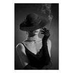 Black Elegance Female Portrait Vertical Canvas Print