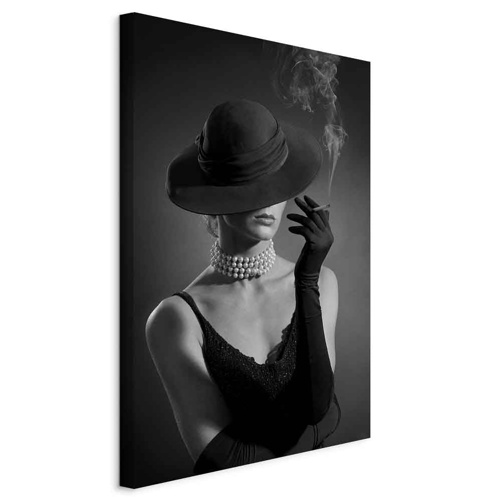 Black Elegance Female Portrait Vertical Canvas Print