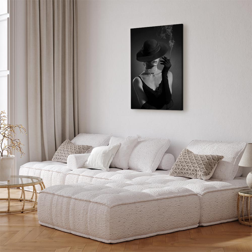 Black Elegance Female Portrait Vertical Canvas Print