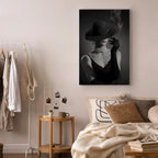 Black Elegance Female Portrait Vertical Canvas Print