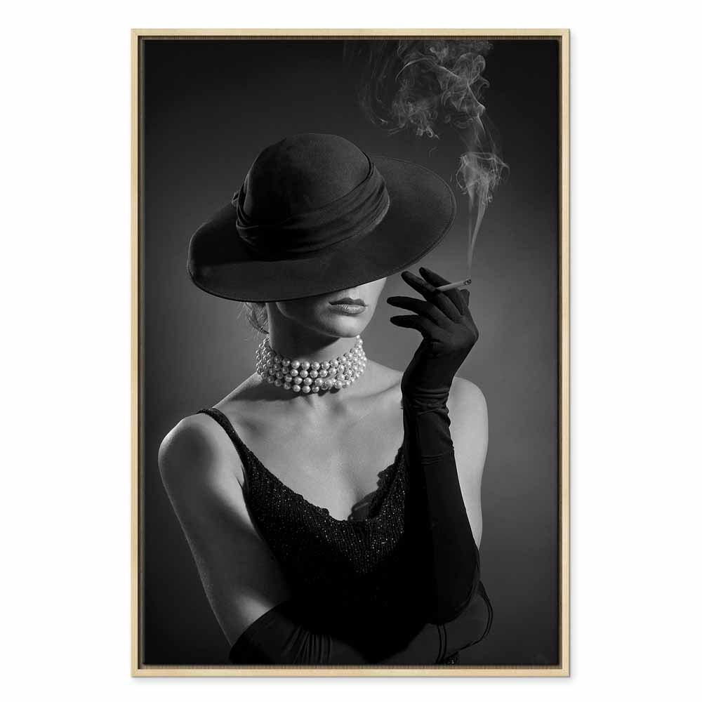Black Elegance Female Portrait Vertical Canvas Print