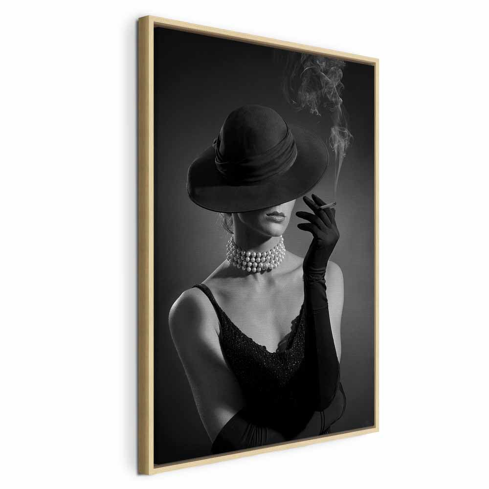 Black Elegance Female Portrait Vertical Canvas Print