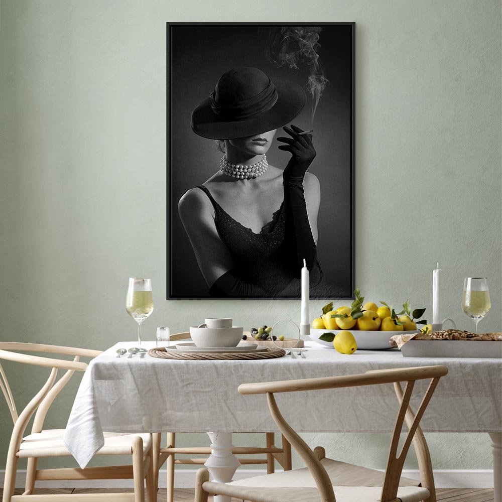 Black Elegance Female Portrait Vertical Canvas Print