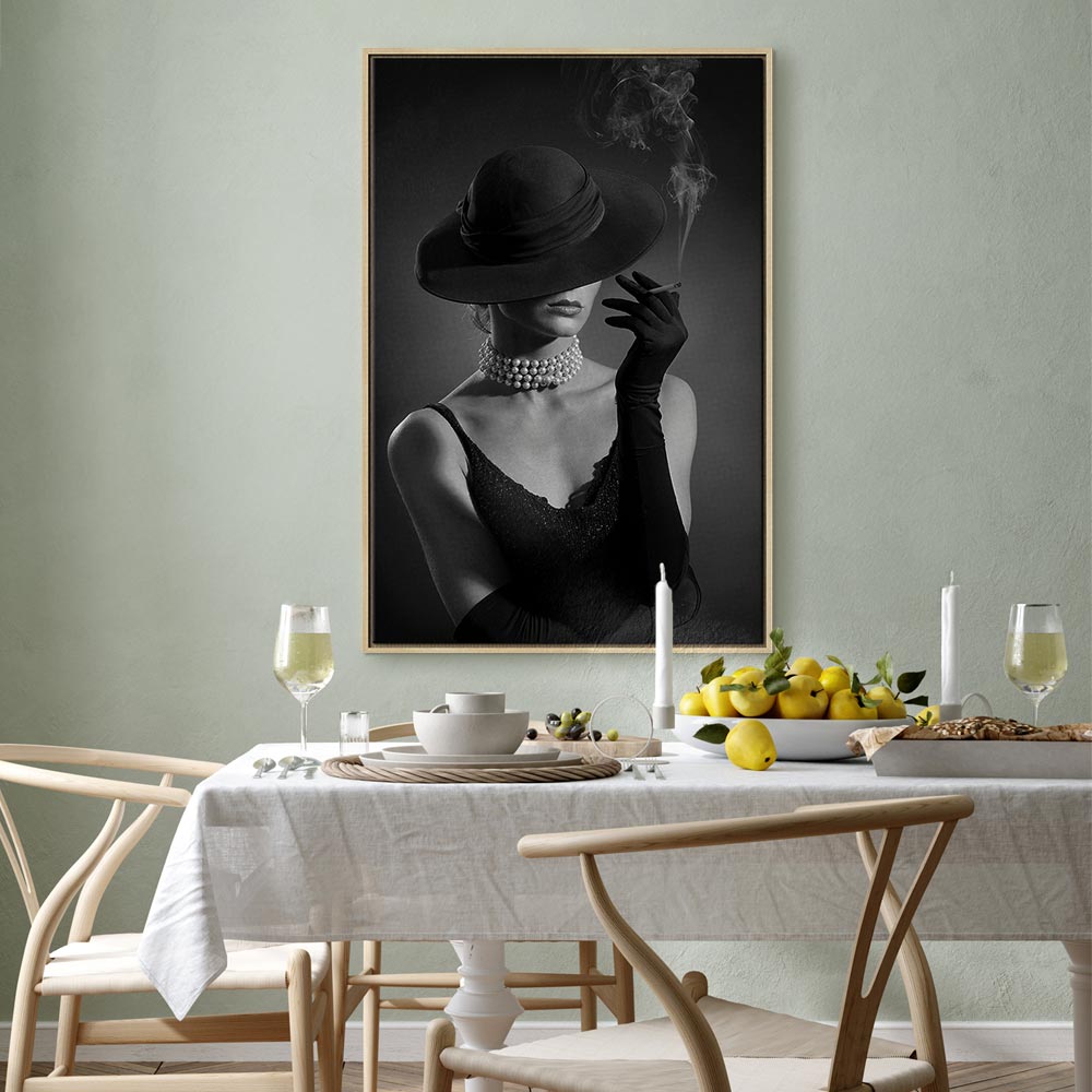 Black Elegance Female Portrait Vertical Canvas Print