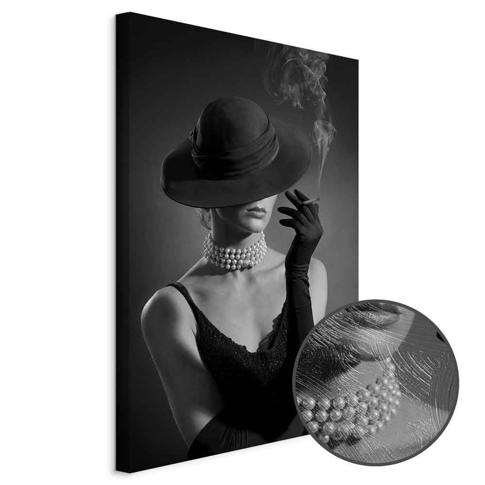 Black Elegance Female Portrait Vertical Canvas Print