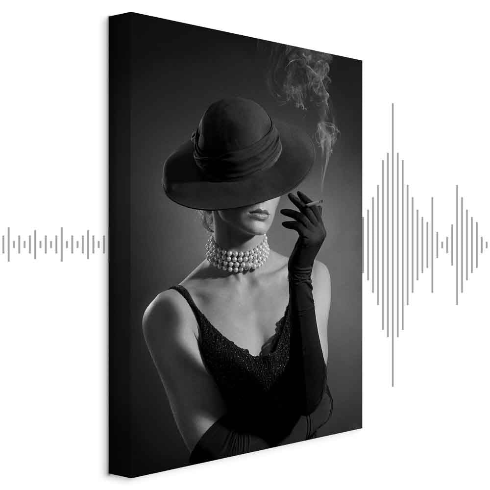 Black Elegance Female Portrait Vertical Canvas Print
