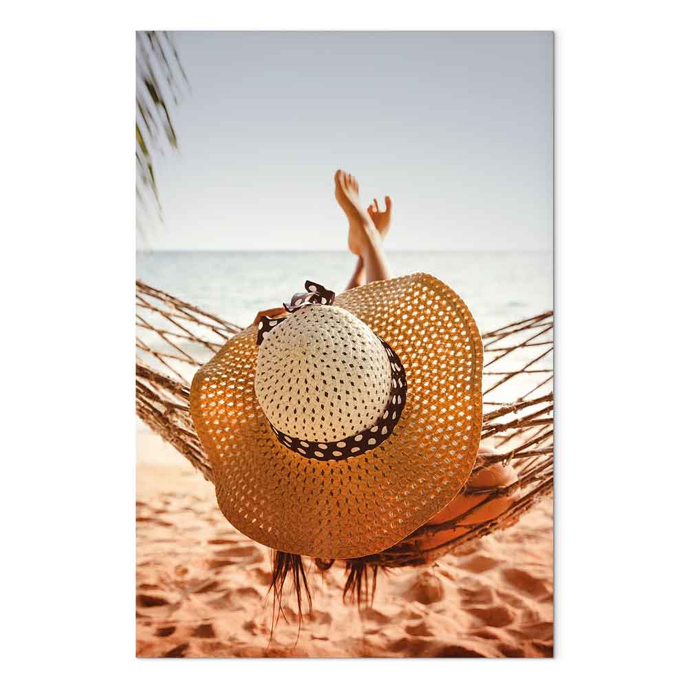 Beach Hammock Coastal Vertical Canvas Print