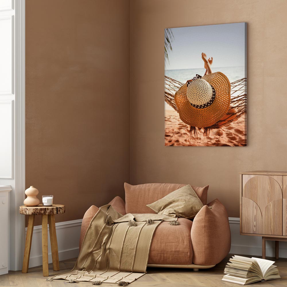 Beach Hammock Coastal Vertical Canvas Print