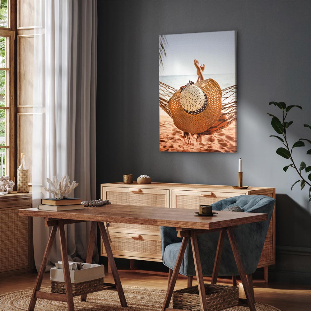 Beach Hammock Coastal Vertical Canvas Print